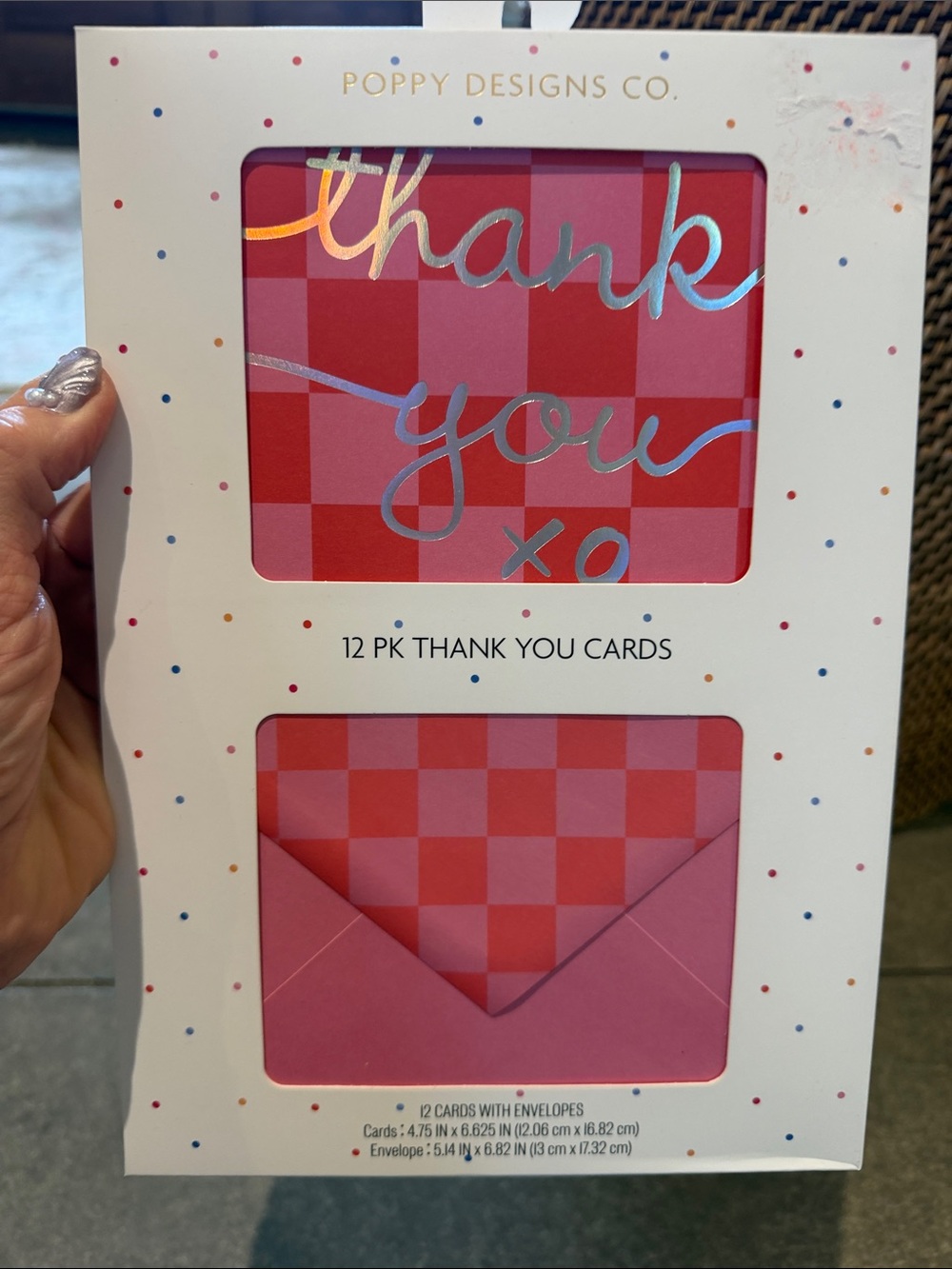 Pink & Red Check Thank You Card Set